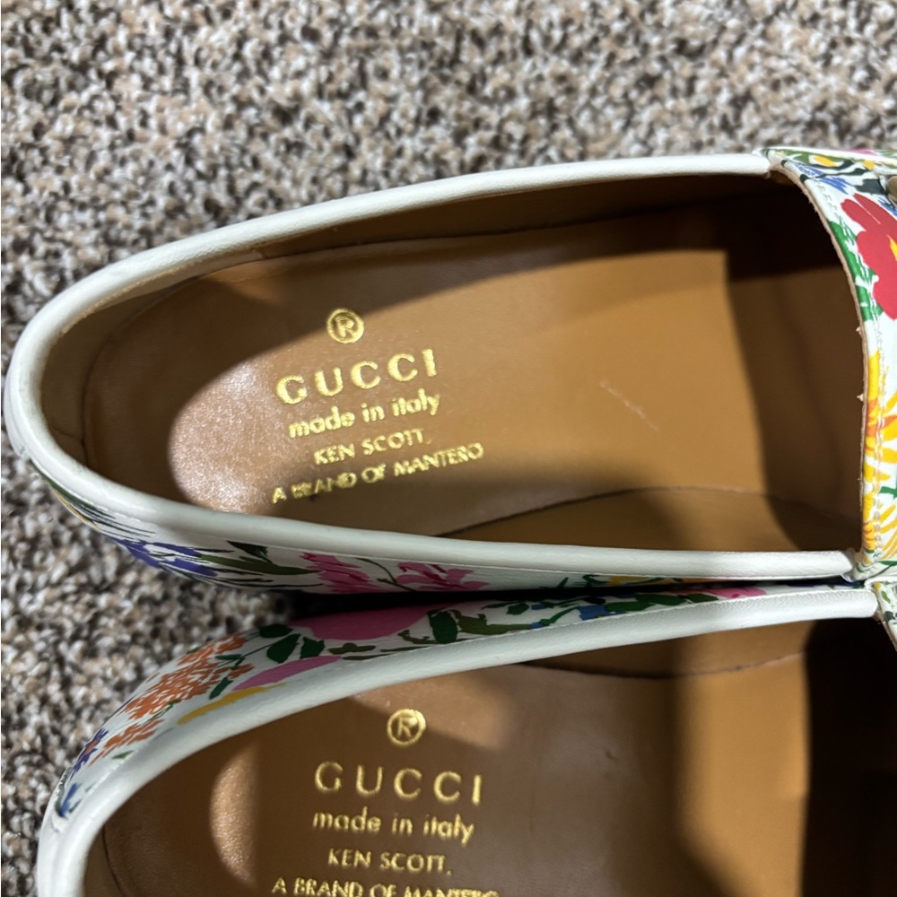Gucci Floral Print White Leather Horsebit Loafers / Gucci X Ken Scott Jordaan - Picture 5 of 5
